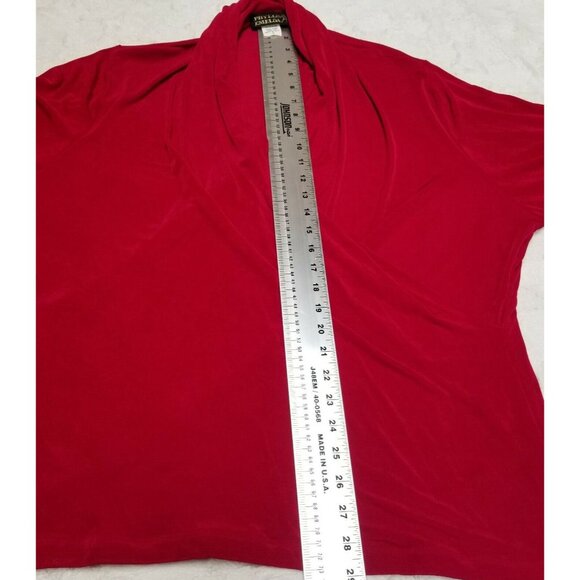 Phyllis Emelda Womens Top Blouse Surplice Neckline Wrap Long Sleeve Small Red - Picture 5 of 6